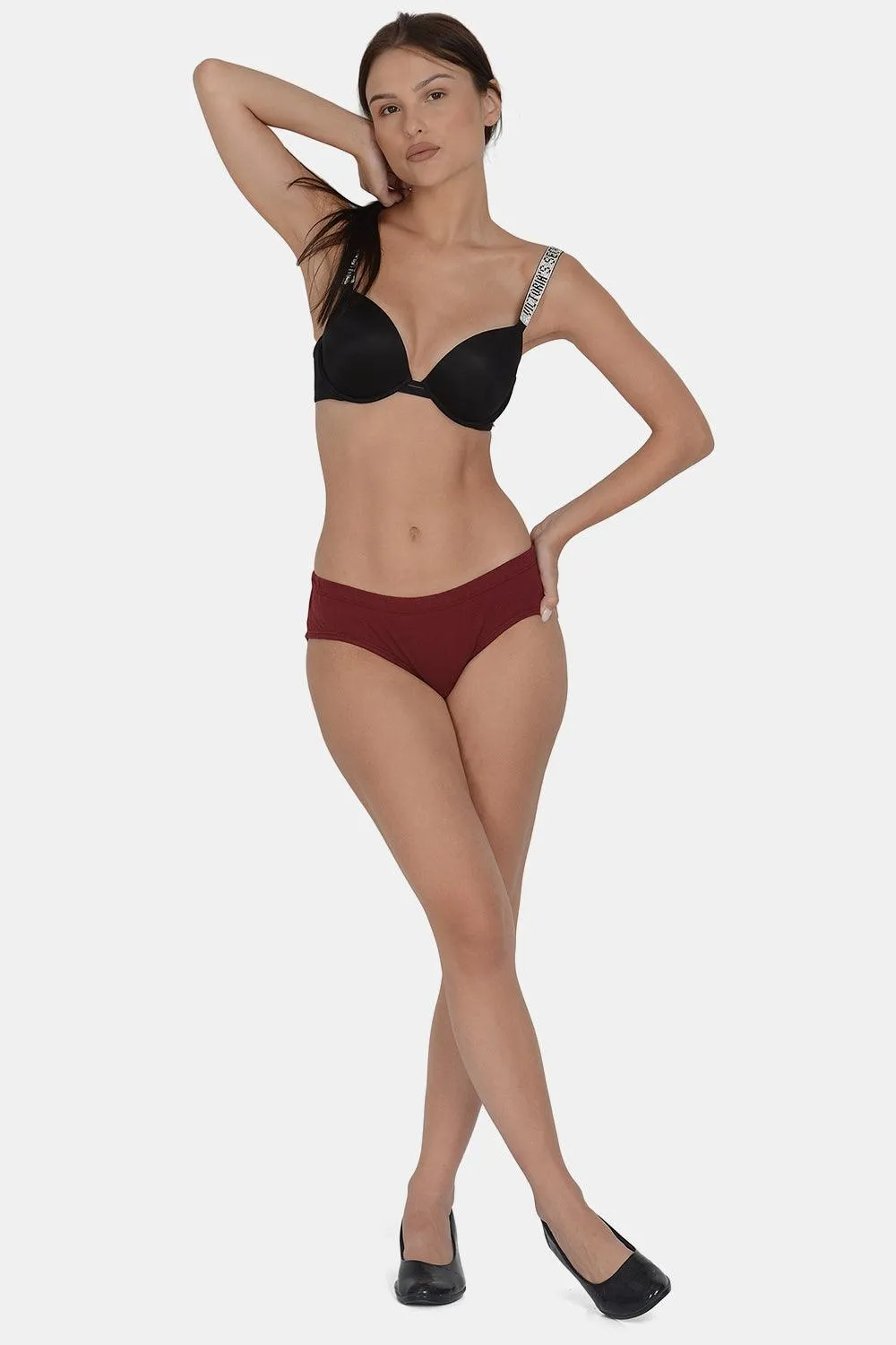 Women’s Solid Maroon Mid-Rise Hipster Brief | DP-100-MR-1 |