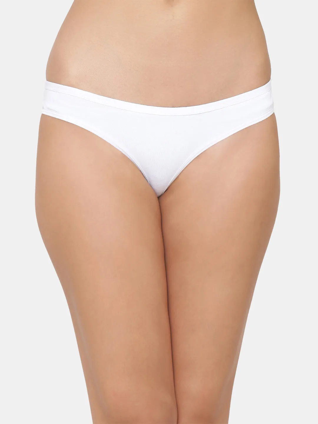 Women’s Solid White Low-Rise Thong Brief | SUNNY-WH-1 |